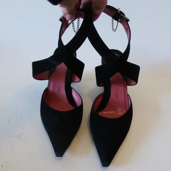 BISOU BISOU COLLECTION BLACK SUEDE WEDGE HEELS 6 * - Picture 2 of 10